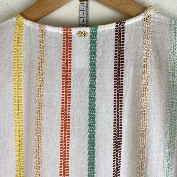 PilyQ Morgan Stripe Mini Dress Size XS/S White Pink Multi Long Sleeves Cover Up - Picture 11 of 14